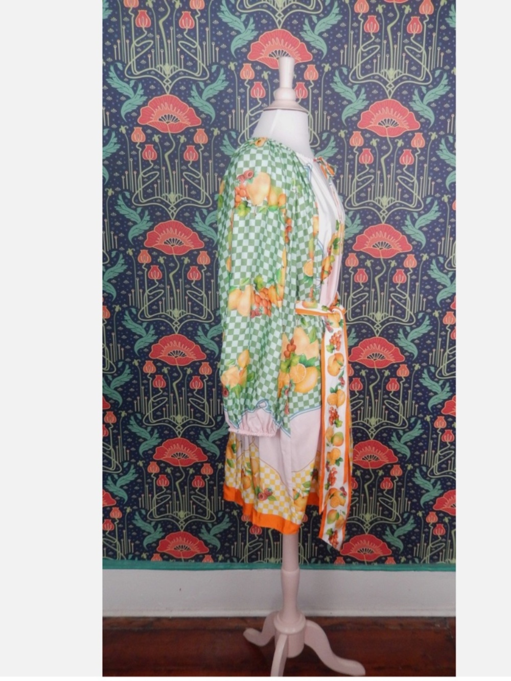 Antonio Melani Raffaella Fruit Print Resort Long Sleeve A-Line Mini Dress - Picture 8 of 9